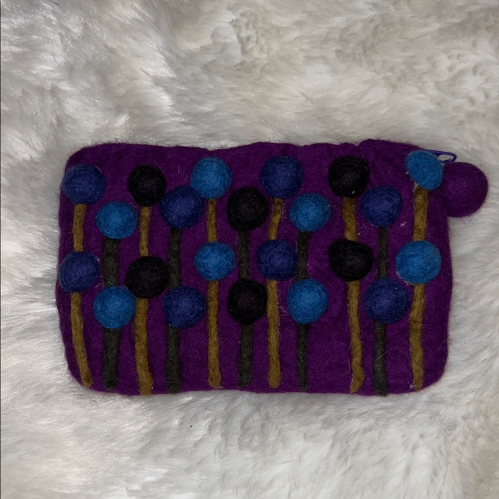 Rising Tide Purple womens wristlet Pouch with Blue Accents